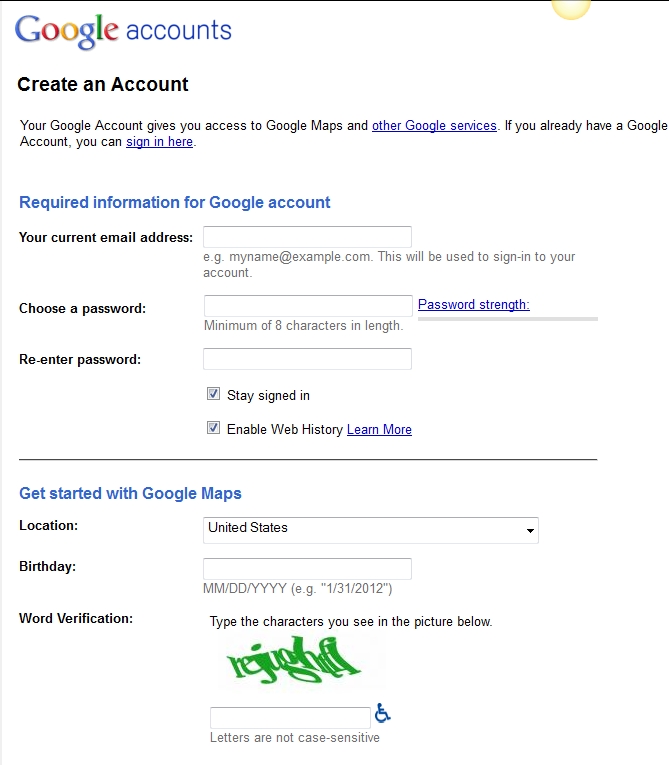 GoogleAccountSignup1 Google Account Signup